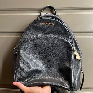 Black Leather Abbey Michael Kors Backpack